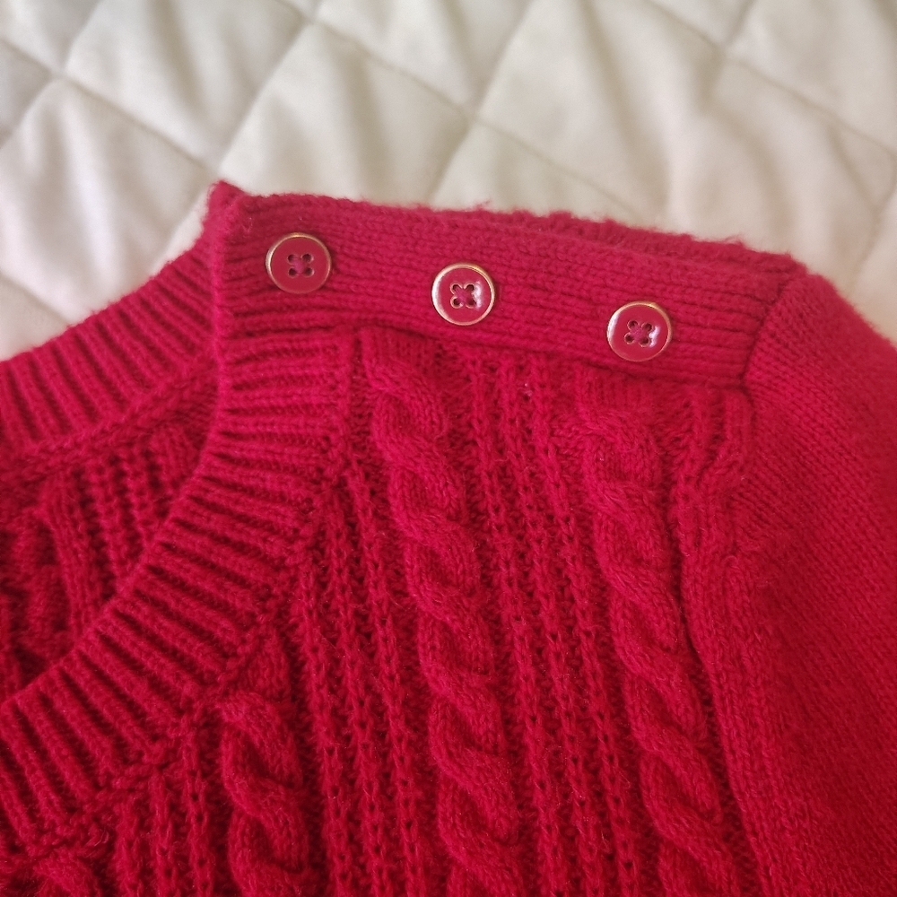 Talbots Cable Crewneck Sweater in red. Size S - Picture 8 of 8